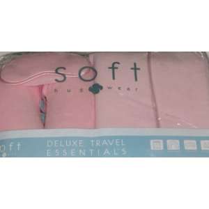 Soft Hug Deluxe Travel Set Pretty Pink Blanket Neck Pillow Eye Mask 