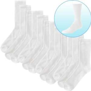  Cotton Crew Socks Size 10 13 White 6 Pair
