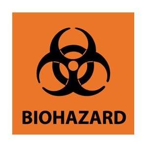 S52AP   Biohazard , 4 x 4, Pressure Sensitive Vinyl, 5 per Pack 