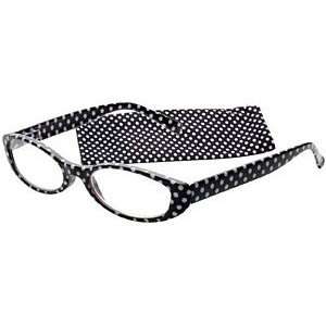 ICU Eyewear Reading Glasses Model 7128 Full Oval Mini Polka Dot Black 