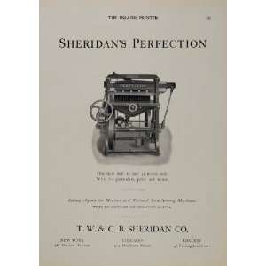  1904 Ad T. W. Sheridans Perfection Printing Press 
