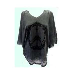  New wTags Black Brokedown Thermal Hooded Peace Sign Poncho 