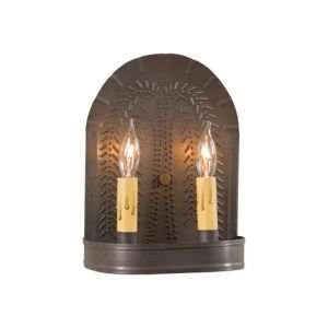  Double Sconce with Willow in Blackened Tin