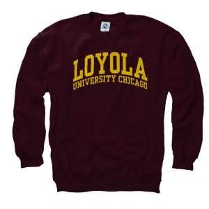  Loyola Chicago Ramblers Maroon Arch Crewneck Sweatshirt 