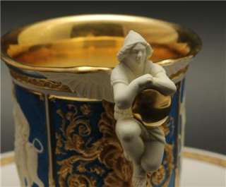 Exquisite Museum Quality Berlin KPM Gilt Cup & Saucer 1800s Gilt 