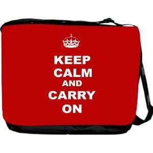Keep Calm and Carry On   Red Messenger Bag   Book Bag   School Bag 