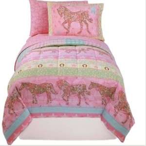 PInk COWGIRL PONY Reversible Comforter Bedding Set TWIN  