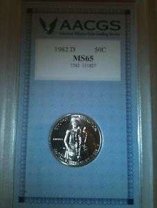 1982 D George Washington Silver Half Dollar AACGS MS65  