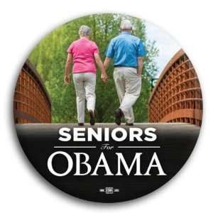   Seniors for Obama Photo Button   2 1/4 CAMPAIGN PINS 