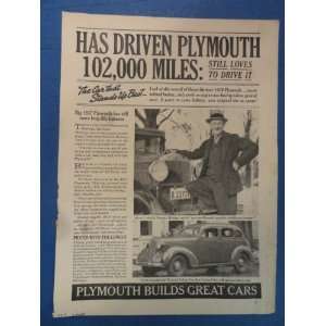   old plymouth.) Orinigal 1937 Vintage Liberty Magazine Ad. Everything