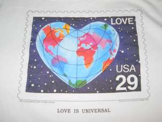 vintage USPS LOVE STAMP GLOBE HEART 29 CENT t shirt L  
