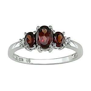 10k Gold Garnet and Diamond Accent 3 stone Ring Jewelry