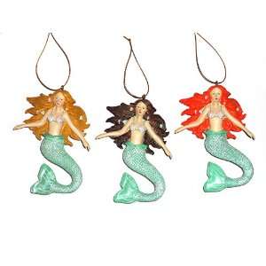  Set of 3 Mermaid Christmas Ornament Holiday Decoration 