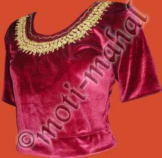 Sari Top   Choli   Blouse   T.Shirt / Size 32   42 / Red Pink / MM144 