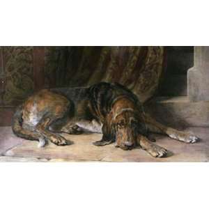  Sentinel Bloodhound Etching Dicksee, Herbert Animals, Dogs 