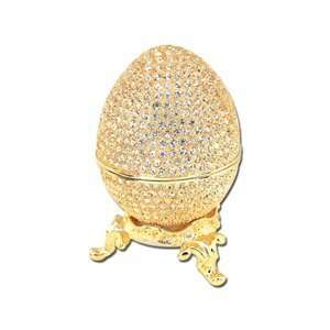   Gold Plated Enamel Swarovski Crystal Faberge Style Egg Keepsake Box