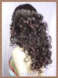 Super Long Curly Dark Brown Hair Wig w/Gift (X23 ab)  