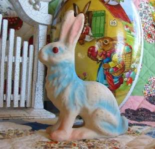 Vintage Style Easter Blue Bunny Paper Mache Rabbit  