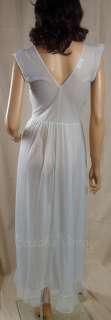 Vintage 40s 50s SHEER Embroidered Blue Nylon Nightgown  