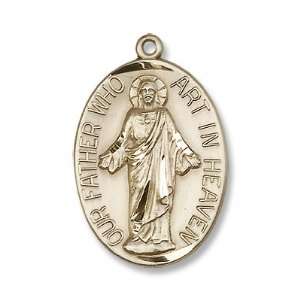  14K Gold Our Father Medal Jewelry