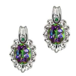   Green Mystic Topaz and Green Diamond Sterling Silver Earrings Jewelry