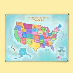 Kidlandia World Maps Small Poster, USA Bright Patchwork 