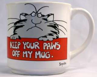 Boynton coffee mug with big funny cat that reads  Keep your paws off 