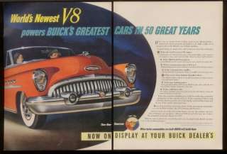 1953 big red Buick Roadmaster convertible vintage ad  