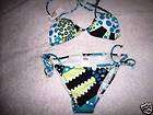   two piece swim suit brow and blue strips brown bottom Croft & Barrow