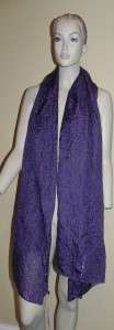 NWT Eileen Fisher Pansy Purple Bindu Silk Pintuck Scarf  