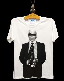 KARL LAGERFELD Fashion Designer Legend Rock T Shirt S/M  