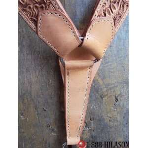   Western Leather Floral Carving Breast Collar Tack