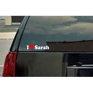  I Love Sarah Vinyl Decal   White with a red heart 
