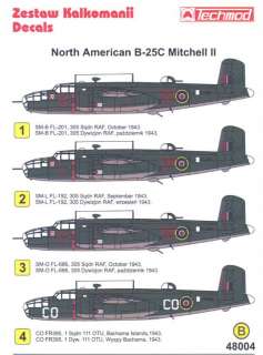 Techmod Decals 1/48 B 25C MITCHELL II Bomber  