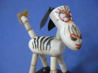 vtg Ditzy Rome Zebra Push button Thumb Puppet Celluloid Toy  