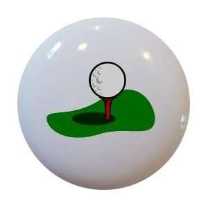  Golf Ball and Tee Ceramic Cabinet Drawer Pull Knob 