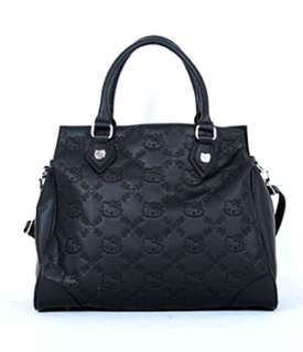 AUTHENTIC Loungefly ~ HELLO KITTY BLACK EMBOSSED FAUX LEATHER SATCHEL 