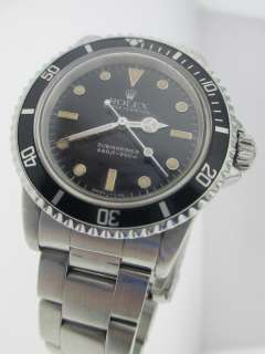 Rolex Vintage Submariner 5513 Black Glossy Patina Dial Oyster 