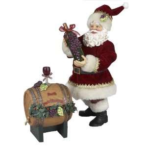    Kurt Adler 10 Inch Fabriche Santa with Wine Barrel