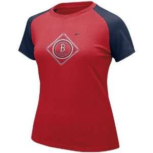 Nike Boston Red Sox Red Ladies Diamond Raglan T shirt 