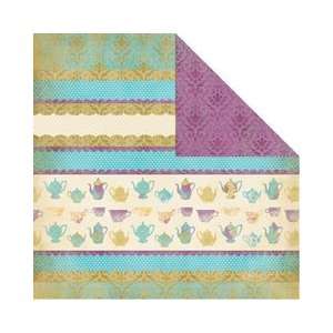   Tea Party Collection   12 x 12 Double Sided Paper   Tea Party Stripes