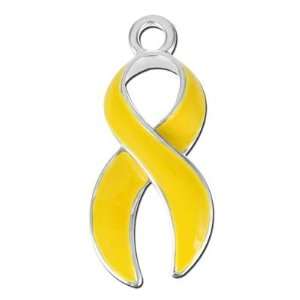  24mm Bright Yellow Enameled Pewter Awareness Ribbon Charm Arts 