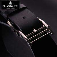 RRP100$ Luxury Mens Black Belts Genuine Leather Classic Pin Buckle 22 