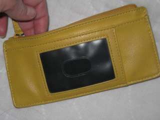 Tano mustard yellow cross body purse brown leather buckles  