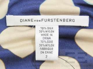 DVF Diane Von Furstenberg Blue Print Silk Wrap Skirt Dress Size 2 