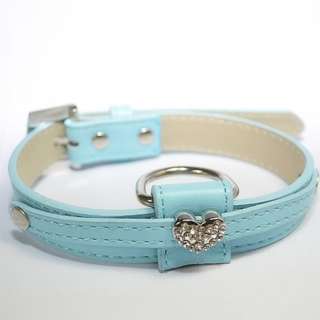 Colors PETS Dogs Heart Crystal PU Leather COLLAR 2 SZ  