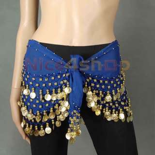 New Belly Dance Hip Coin Belt Chiffon Skirt 12 Colors  