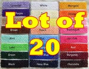 Lot 20 Crochet Headbands Baby Girls 1.5” U Pick Colors  