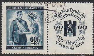 Stamp Germany Bohemia Czechoslovakia Mi 053 Sc B1 WWII Red Cross HL 