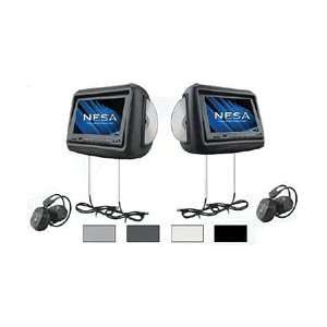   Universal Headrest Monitors w/DVD&2 Headphones Beige Pair Electronics